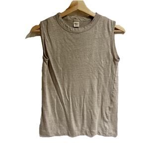 Ron Herman Women XS Gray Linen Tank Top Crew Neck